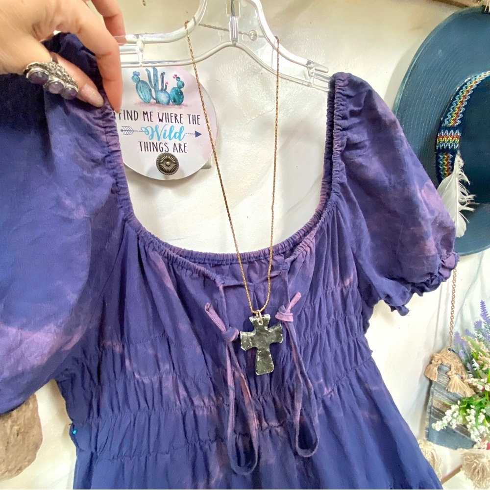 Artisan Aurora Tie Dye Purple Babydoll Dress - Picture 9 of 15